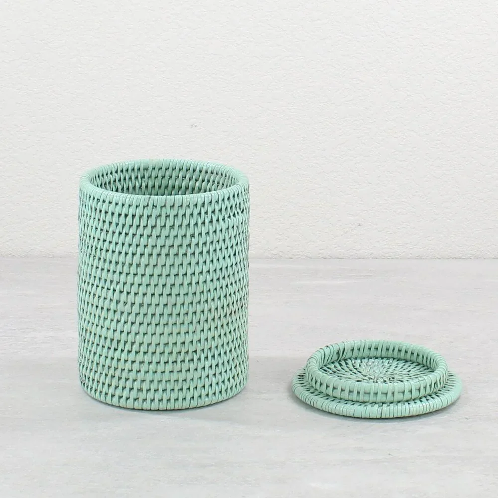 NEW Eco Handcraft Tight Woven Rattan Canister with Lid (No- Insert)-5.2